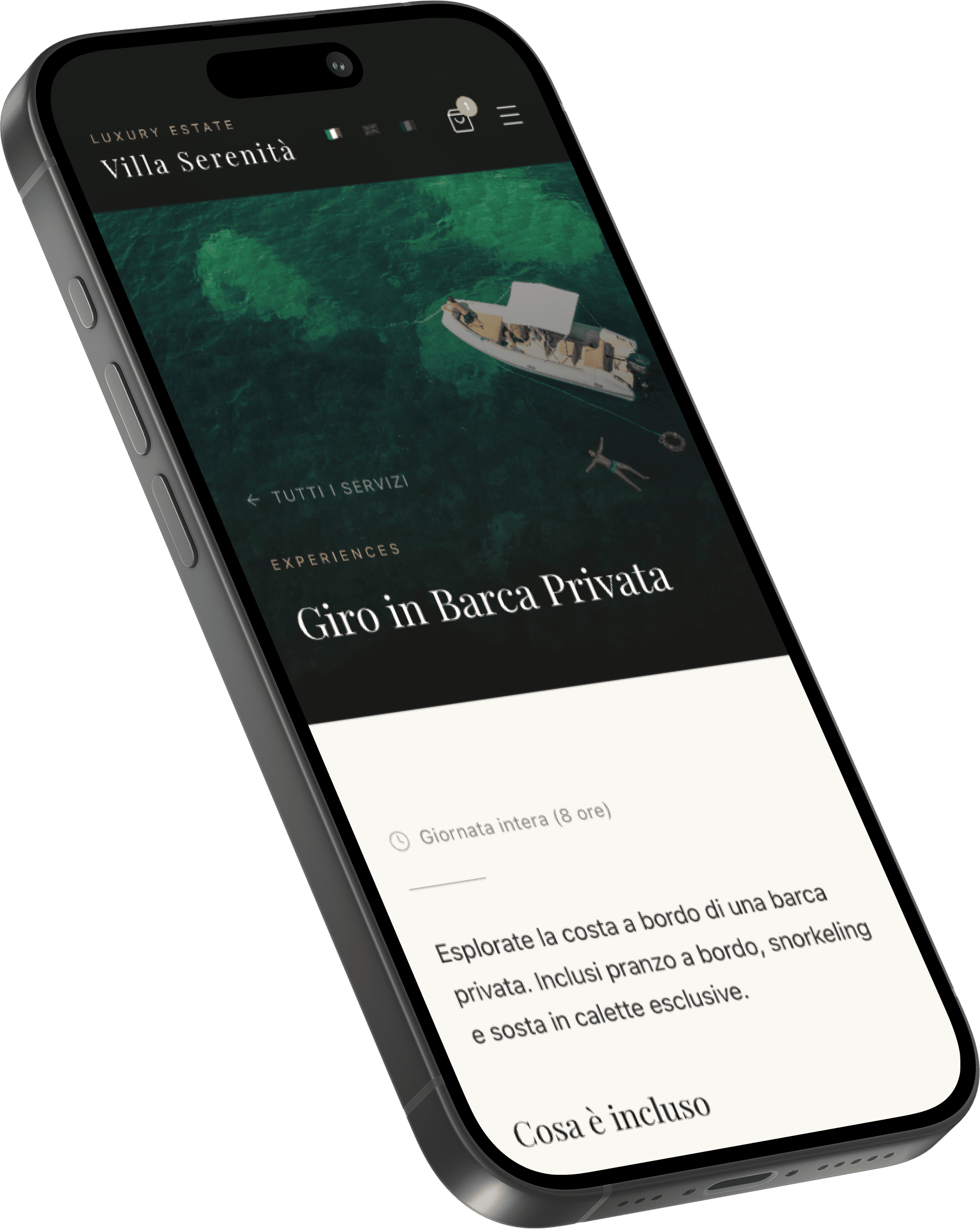 Scheda esperienza Giro in Barca Privata su smartphone